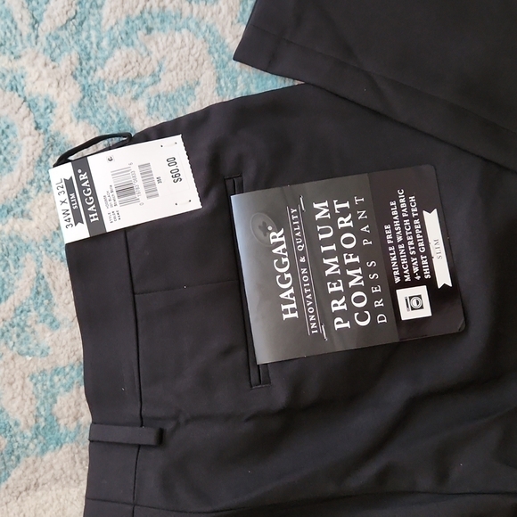 MEN'S HAGGAR DRESS PANTS 34W X 32L BRAND NEW - Picture 2 of 5